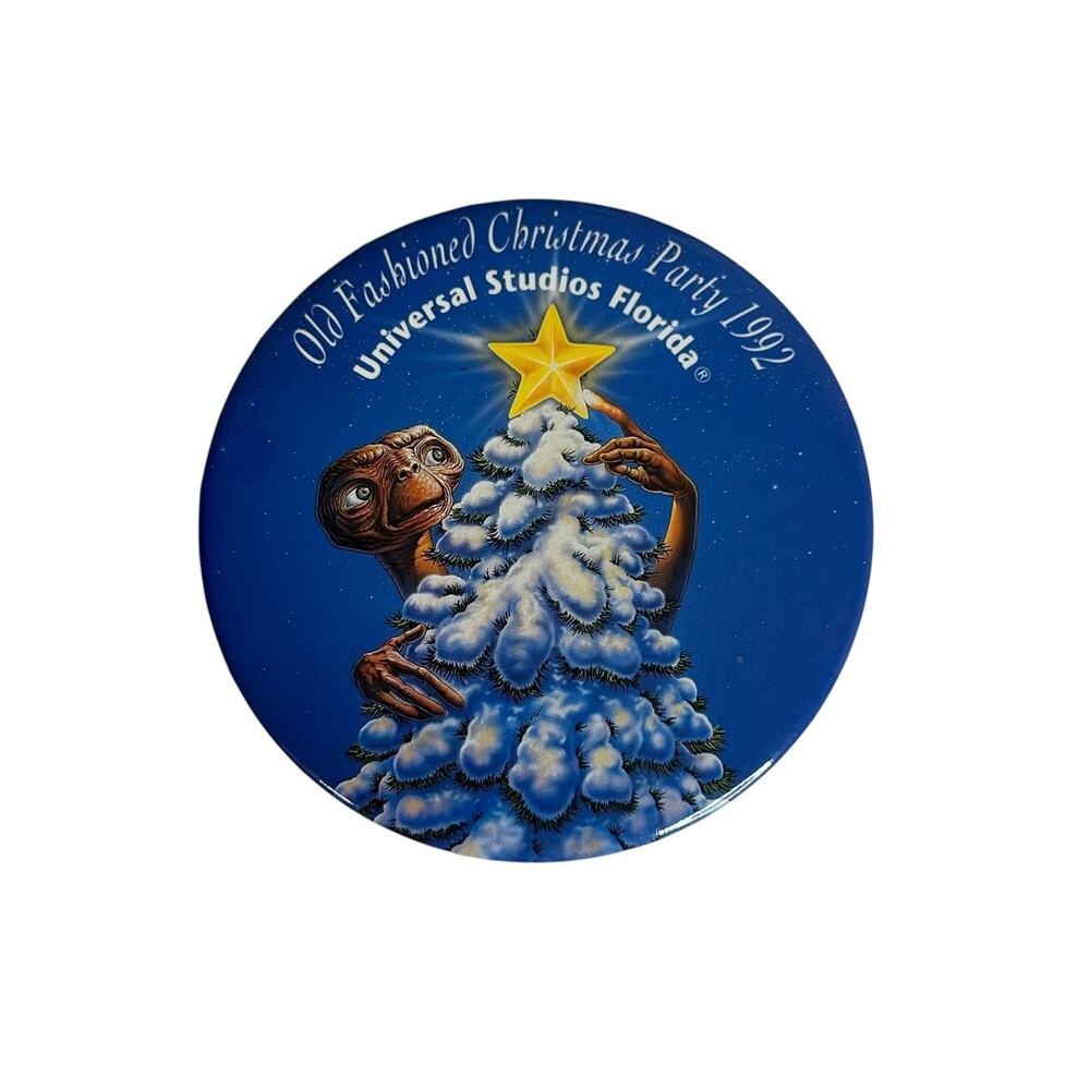 E.T. UNIVERSAL STUDIOS FLORIDA Christmas Party 1992 4 inch Button Pin